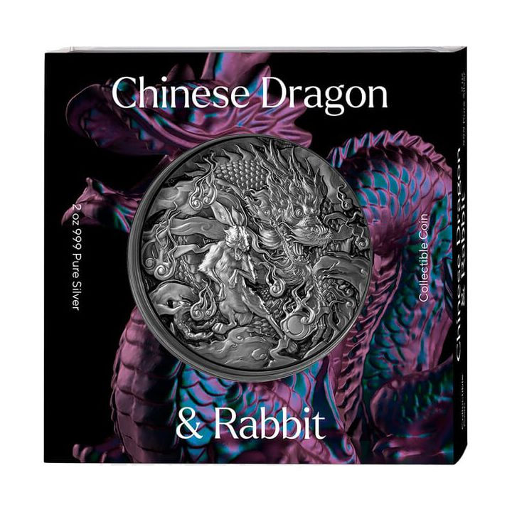 Tokelau: Auspicious Dragon Zodiac - Chinese Dragon & Rabbit 2 oz Silve ...