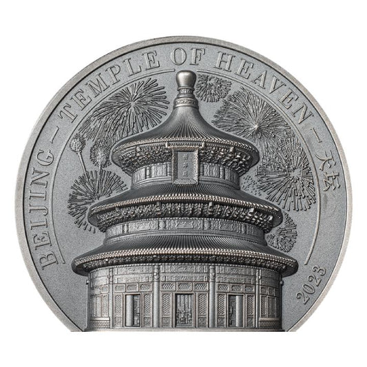Cook Islands: Beijing – Temple of Heaven 2 oz Silver 2023 Ultra High Relief Antiqued Coin