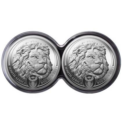 South Africa: The Big Five II: Lion Set 2 x 1 oz Silver 2022 Proof