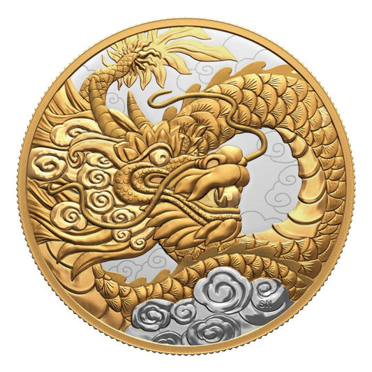 Canada: Heavenly Dragon $50 Gold Plated Silver 2023 Proof