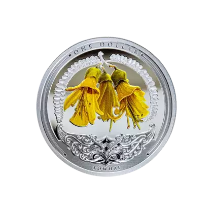 New Zealand: Discover New Zealand: Kowhai Colored 1 oz Silver 2021 Proof