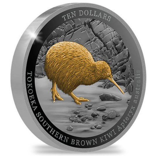 New Zealand: Kiwi Gold Plated 5 oz Silver 2023 Black Proof
