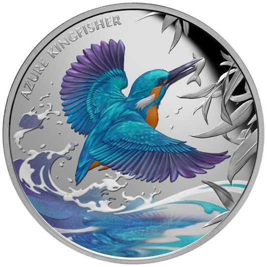 Niue: Azure Kingfisher Colored 1 oz Silver 2023 Proof