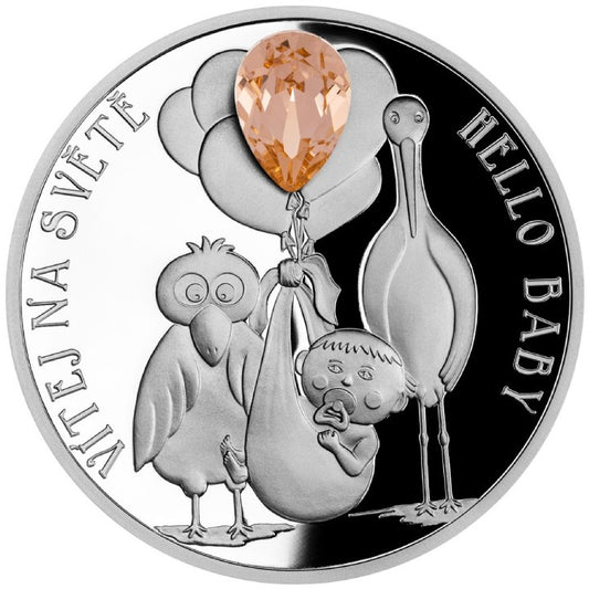 Niue: Crystal Coin - Hello Baby $2 Silver 2022 Proof