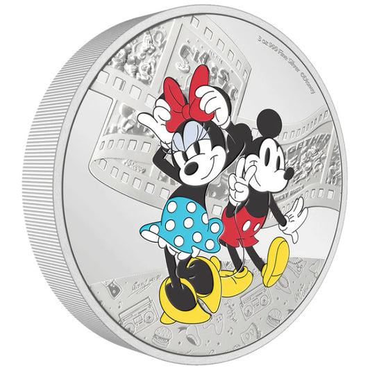 Niue: Disney Mickey & Friends -Mickey & Minnie Colored 3 oz Silver 2023 Proof