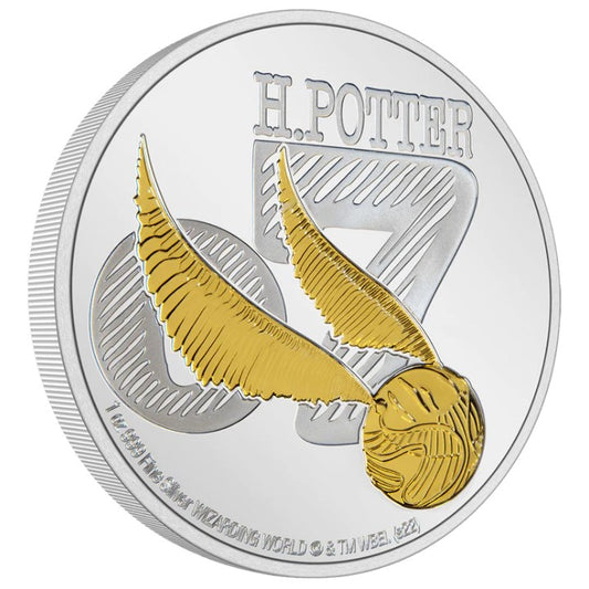 Niue: Harry Potter Classic - Golden Snitch Gold Plated 1 oz Silver 2022 Proof