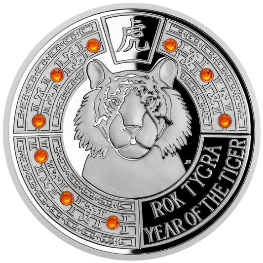 Samoa: Crystal Coin - The Year of Tiger $2 Silver 2022 Proof