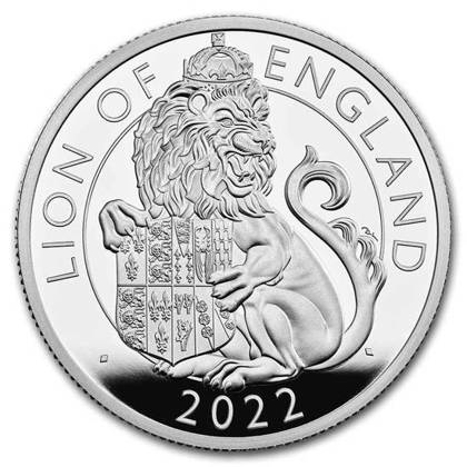 UK: The Royal Tudor Beasts - Lion of England 2 oz Silver 2022 Proof